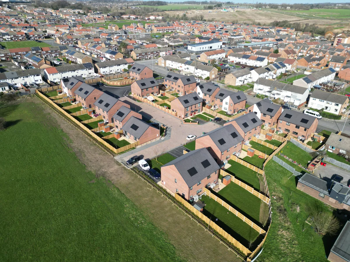 Bond Brickwork housing site at Swarcliffe in east Leeds, photographed from the air by Halizona